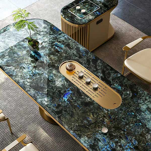 Blue Labradorite Granite Slabs 4x8ft ±0.5mm Luxury Countertop Ti