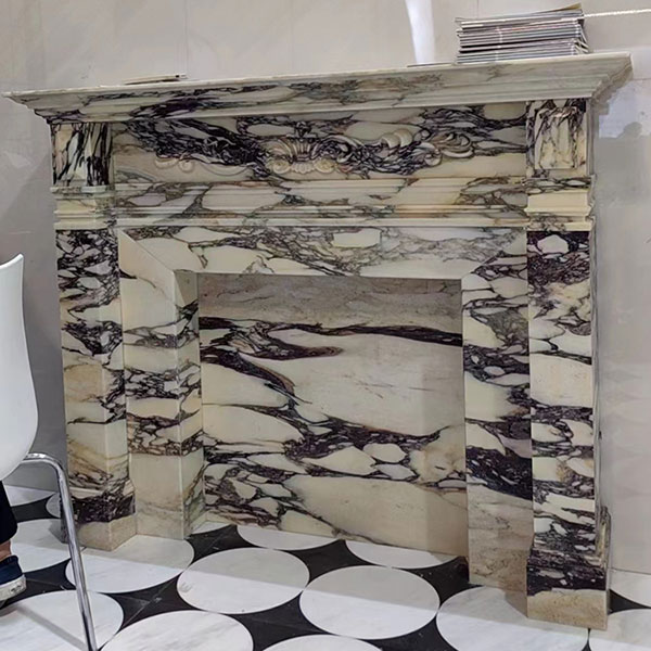 Italian-Calacatta-Viola-marble-fireplace